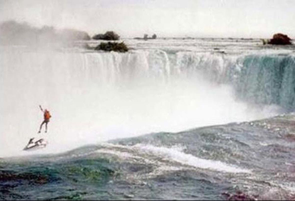 Last photo of Robert Overacker as he jet skies off the Niagara Falls to his death.