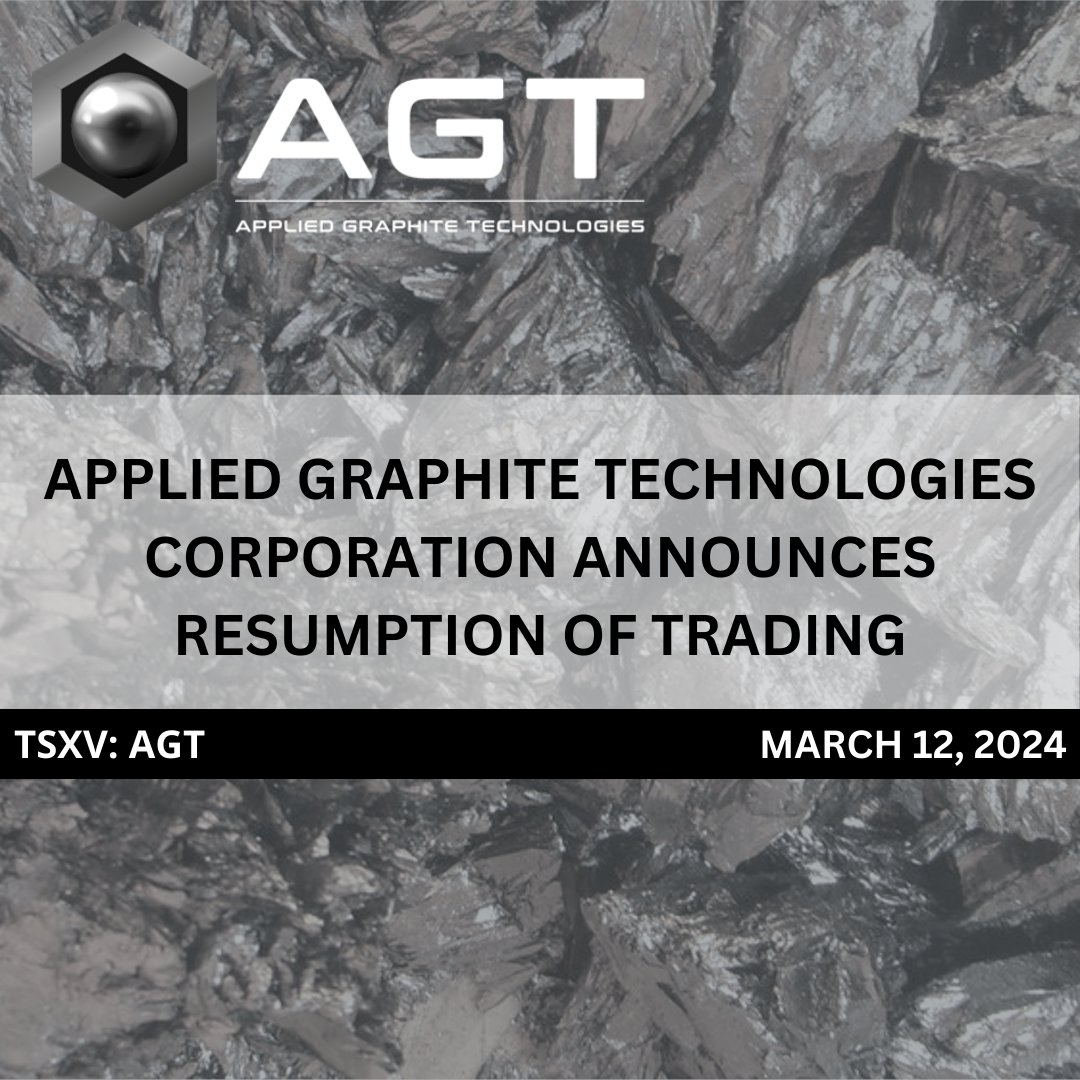 AppliedGraphite's tweet image. Applied Graphite Technologies Corporation is pleased to announce resumption of trading on the TSX Venture Exchange.

Find out more here: appliedgraphite.com/applied-graphi…