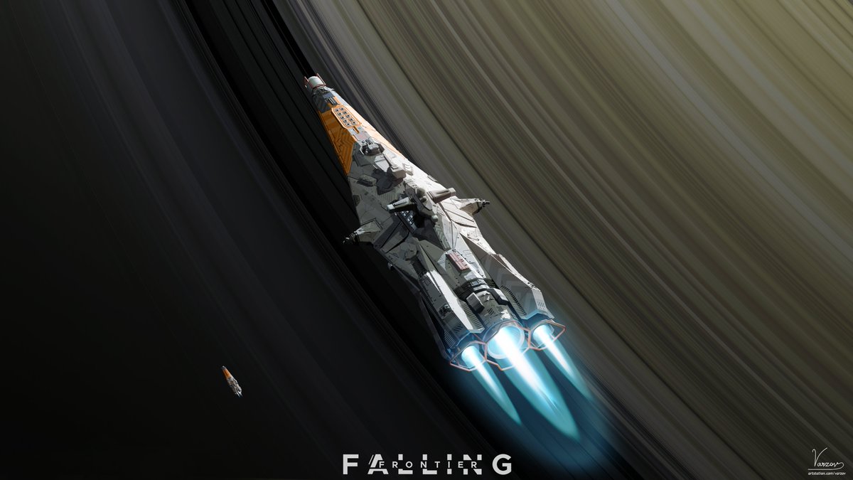 Z7000k's tweet image. Striker-picket pair - a Martian York-class in an escort configuration following a Faslane class in a strike config.   

#FallingFrontier 
#b3d 
#conceptart