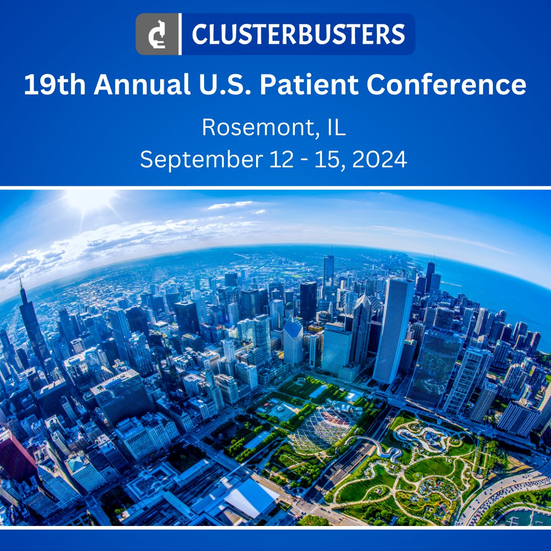 Clusterbusters 19th Annual U.S. Patient Conference is September 12-15th. It's an incredible opportunity to meet other clusterheads. We hope you'll join us for a long weekend of support, education & family in Rosemont, IL. For more info and to register: cbrosemont2024.planningpod.com