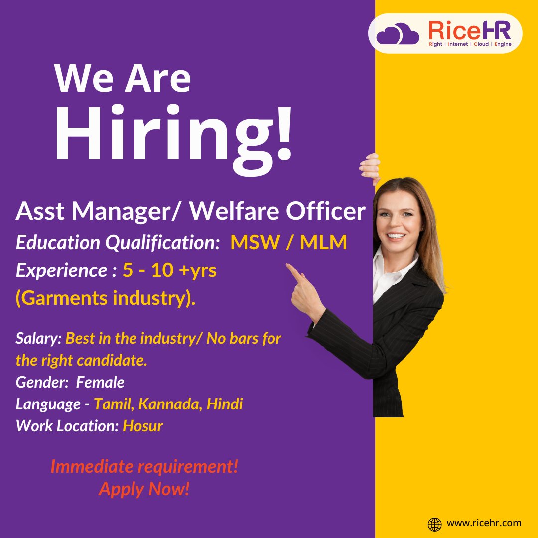 'Exciting opportunity alert! 🌟
Assistant Manager/Welfare Officer!
apply now!'
shorturl.at/fhqF4
#Hiring #AssistantManager #WelfareOfficer #JobOpening #NowHiring #CareerOpportunity #EmployeeWellbeing #WorkplaceWellness #JoinOurTeam #JobSearch #HumanResources