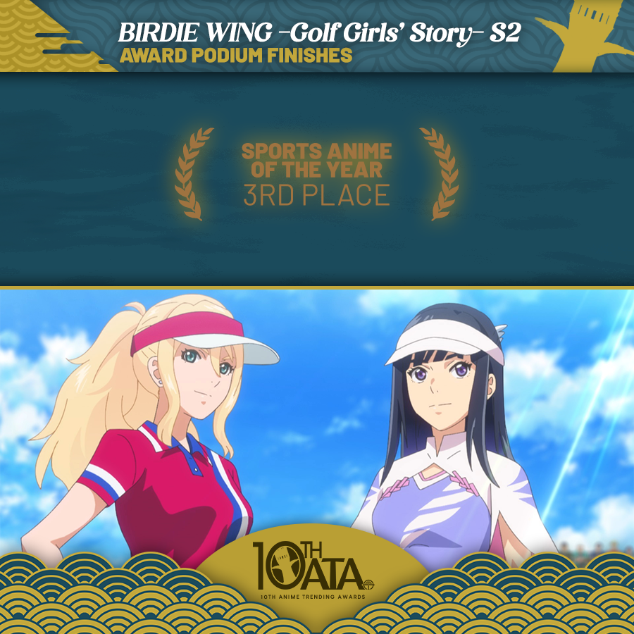 BIRDIE WING -Golf Girls' Story- is a podium finisher this time around as it placed 3rd for Sports Anime of the Year in the #10thATA!