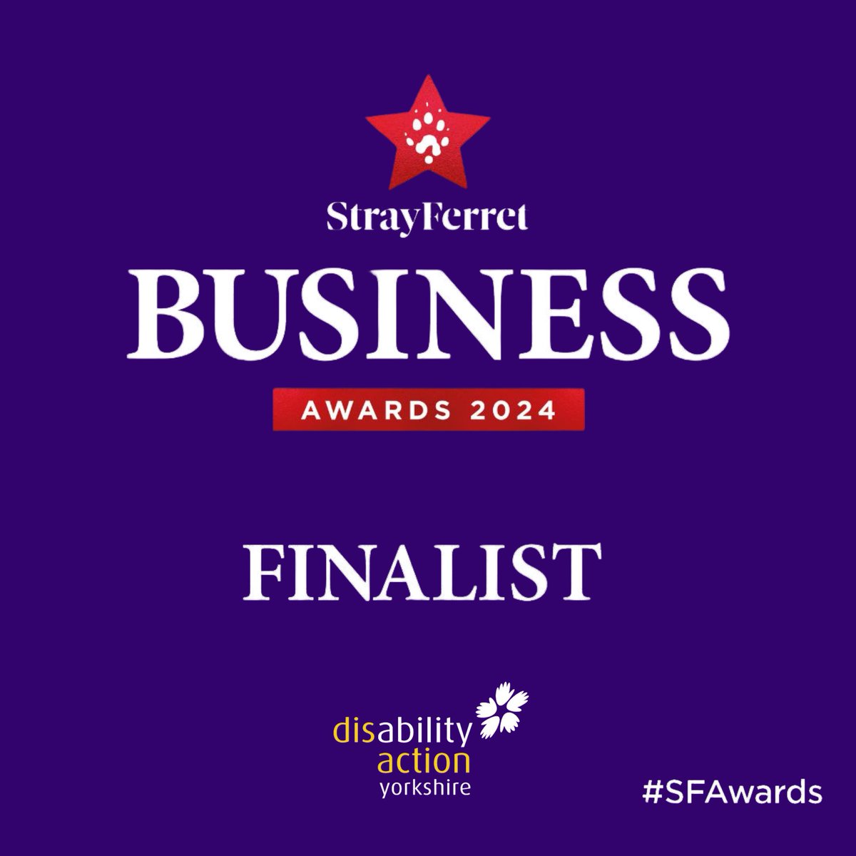 It's finally here! 2024's The Stray Ferret Business Awards are upon us! We're beyond excited to be finalists for the Inclusivity Award. Wish us luck tonight! #DisabilityActionYorkshire #DAY #StrayFerretBusinessAwards #Finalists #Inclusivity