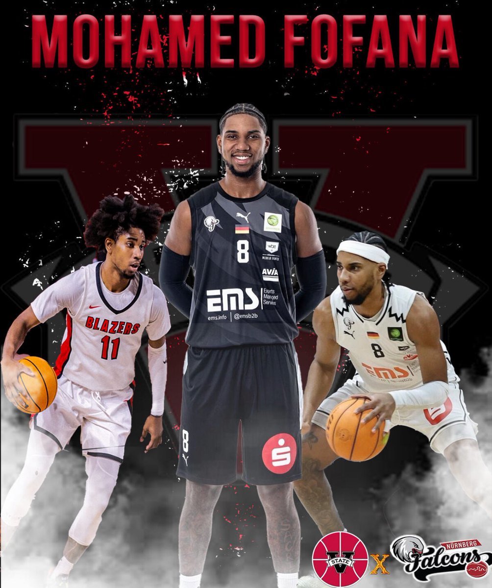 VState_MBB's tweet image. 🚨#BlazerProSpotlight 🚨 Former Blazer, Mohamed Fofana, since graduating has been playing in a well respected overseas league, Germany-ProA, playing with the Nuemberg Falcons.

While at VSU, he averaged 8.6 pts, 5 reb, and 1.4 ast in a 3 year tenure while also scoring a total of…