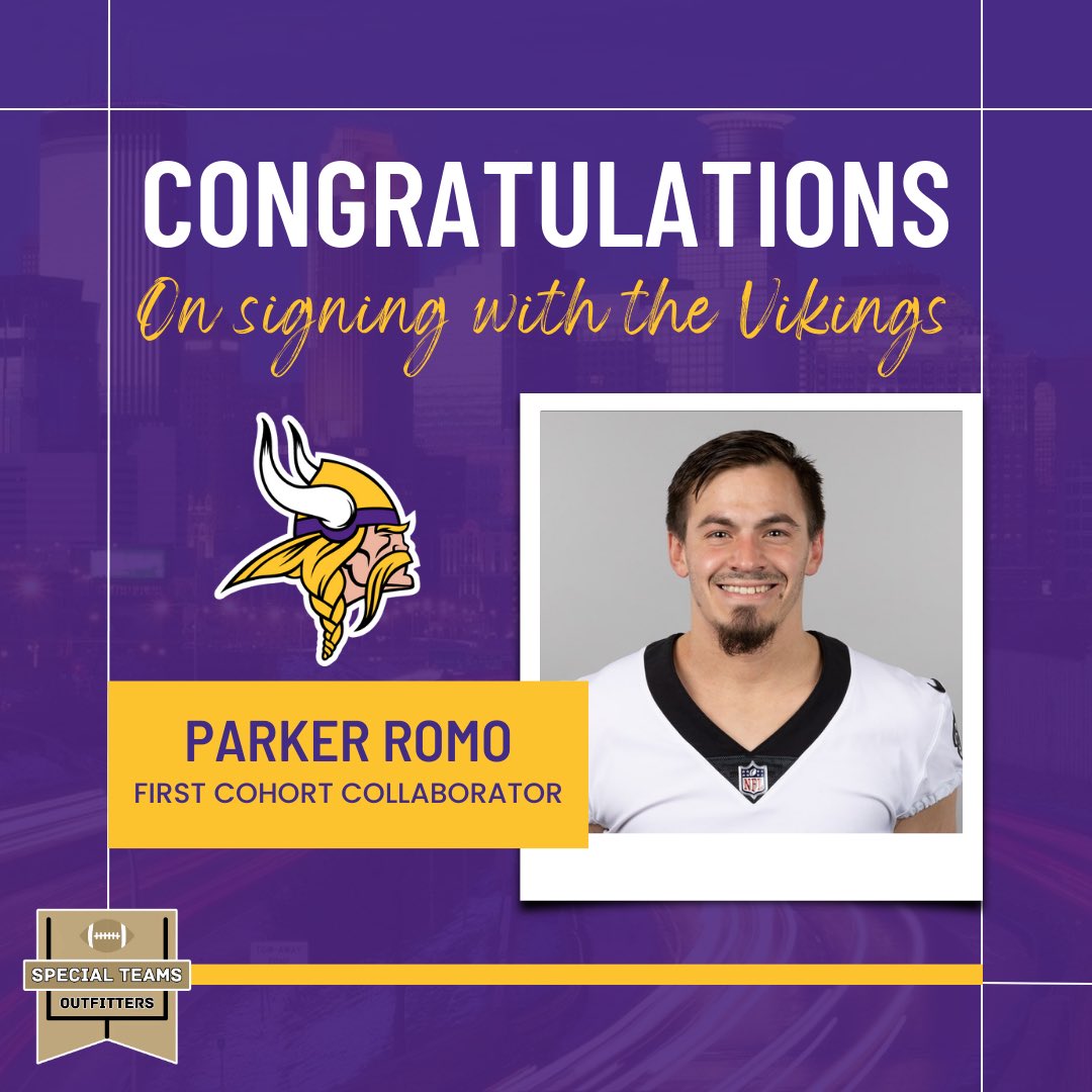 SPTOutfitters's tweet photo. 🎉 Big congrats to collaborator, @Romo_HKA for officially joining the Minnesota Vikings family! 🏈💜 #Skol #NewChapter https://t.co/jzPnZUnBh4