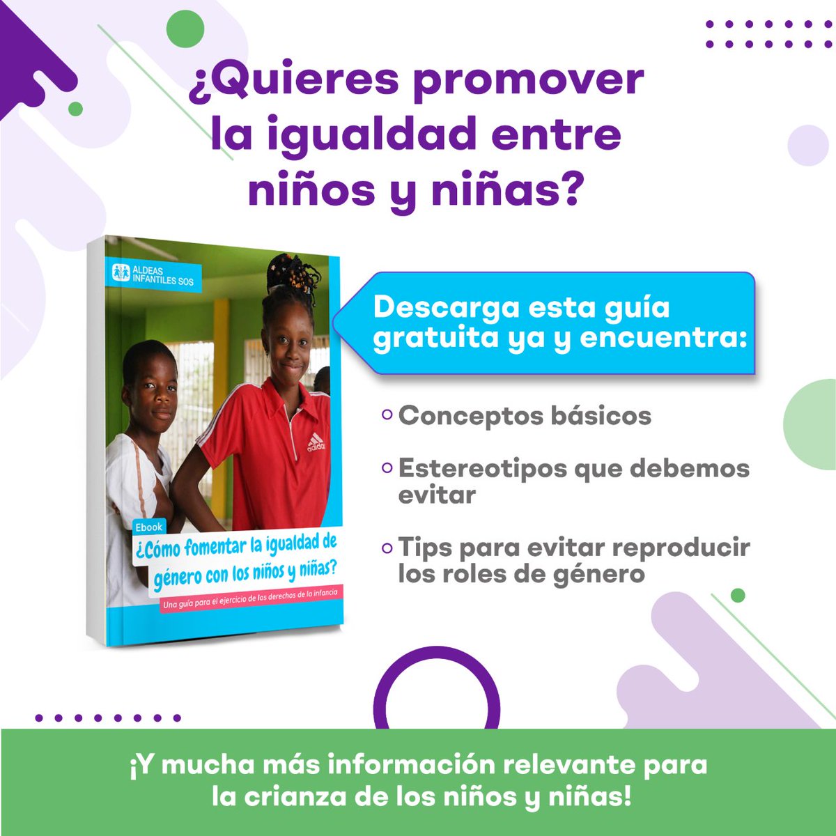 AldeasColombia's tweet photo. ¿Cómo evitar reproducir los roles de género en la niñez? ¿Cómo fomentar la igualdad de género con niñas y niños? Si estas motivad@ en promover la igualdad descarga nuestra guía de manera gratuita. 👉🏻: https://t.co/YDJ7hOwufL 

#RolesDeGenero #Genero #Niñez https://t.co/4qLuR0ZtVT