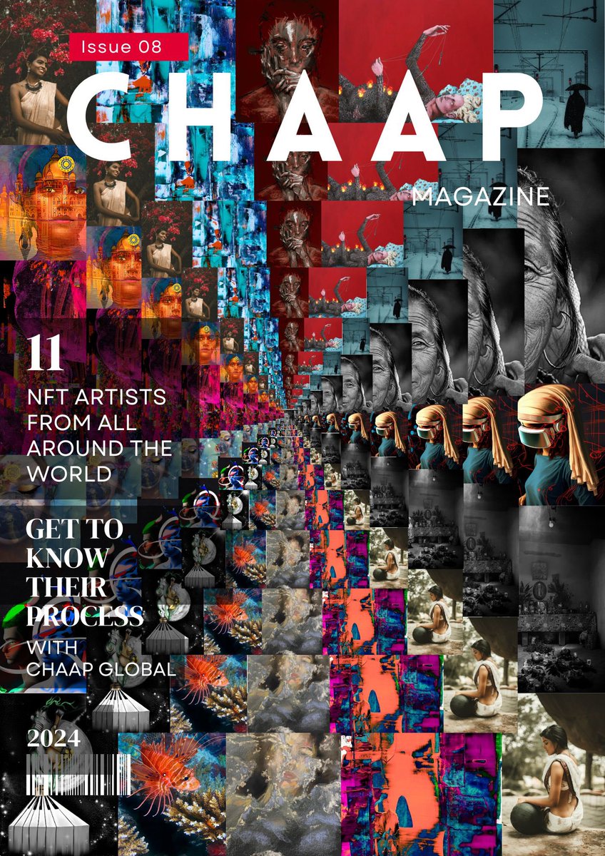 Chaap_Global's tweet image. The 8th Issue of Chaap is OUT 🔥

It brings to you the first of its kind compilation, celebrating “11 ARTISTS” from all around the world. 

These visionaries have not only left an indelible mark on the traditional art world but have also ventured into #NFTs &amp;amp; #Web3 

Link in  🧵