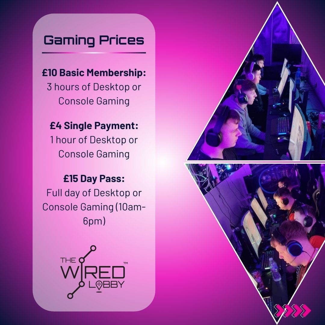 TheWiredLobby's tweet photo. We are back open...

With a new menu and new prices for gaming and racing 👇

Our new opening times are 10am-6pm, Tuesday to Saturday 🕛

We have reduced our prices for our desktop/console gaming and racing simulators 🙌

#thewiredlobby #esports #gaming #simracing #consolegaming https://t.co/71gOLwvxhX
