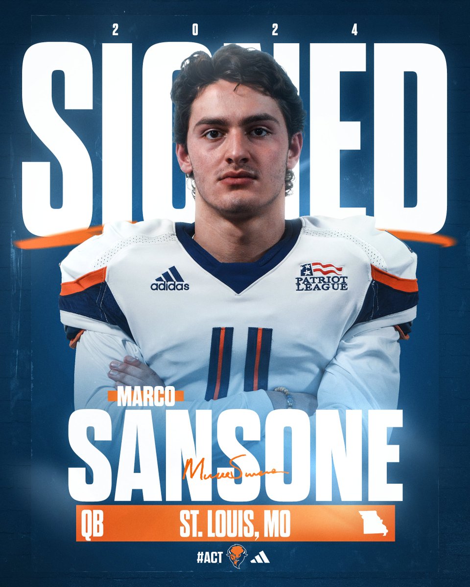 Welcome to Bucknell, @marcosansone_4! 🦬🖊️ 📏 6'0' | 195 lbs. 🎓 St. Louis University HS #ACT | #NSD24