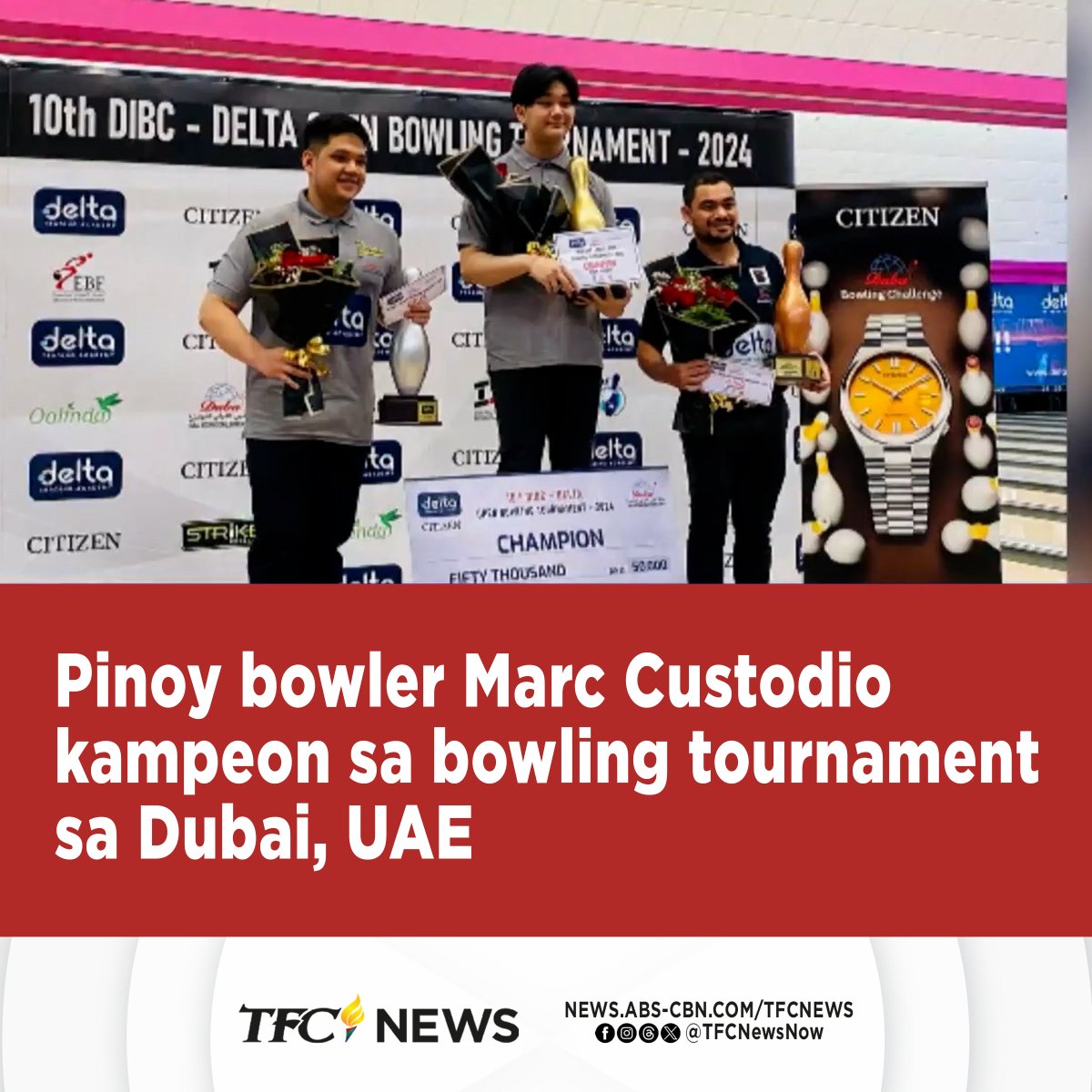 TFCNewsNow's tweet photo. Panalo ang Pinoy sa idinaos na bowling tournament sa Dubai, UAE. Ilang kababayan din natin ang umarangkada sa semifinals.

Nagpapatrol, @C_Kronikels. #TFCNews

PANOORIN: https://t.co/c3qRkGkCsC https://t.co/nqCXT3njJO
