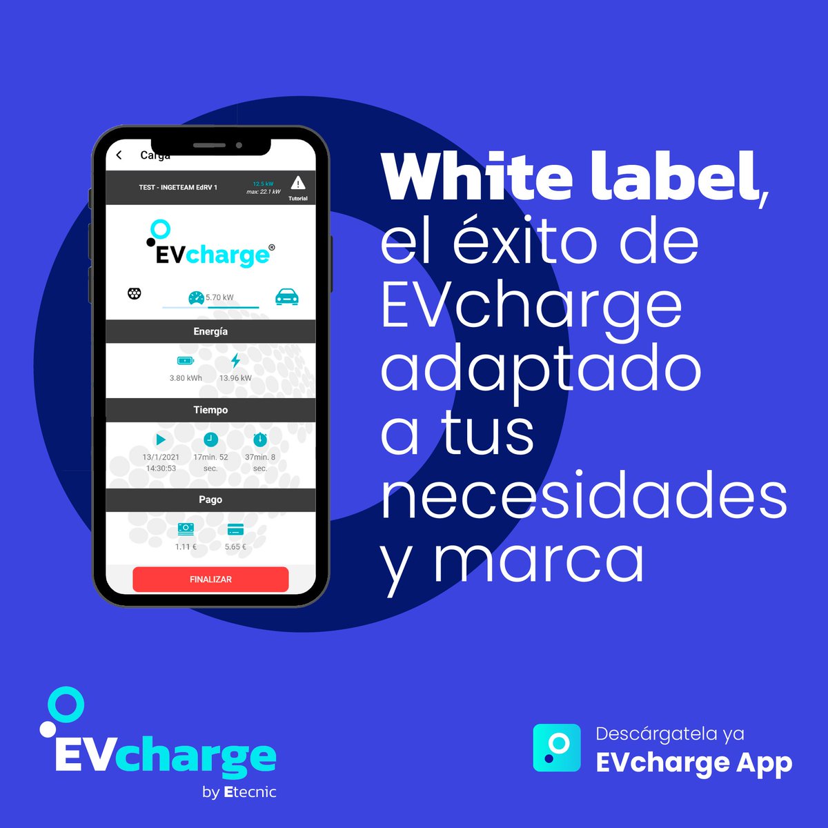 ⚡️ Con EVcharge #WhiteLabel, personaliza tu app, maximiza ROI en recarga EV. ¡Súmate a la movilidad eléctrica con #EVcharge! #MoveYourEnergy evcharge.net