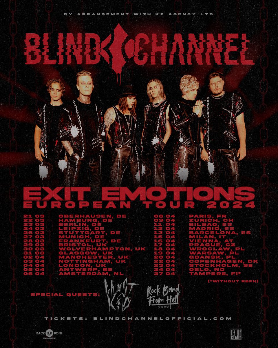 Two more weeks until @BlindChannelFIN and @iamghostkid hit the UK for a set of six dates across the country on the EXIT EMOTIONS Tour!