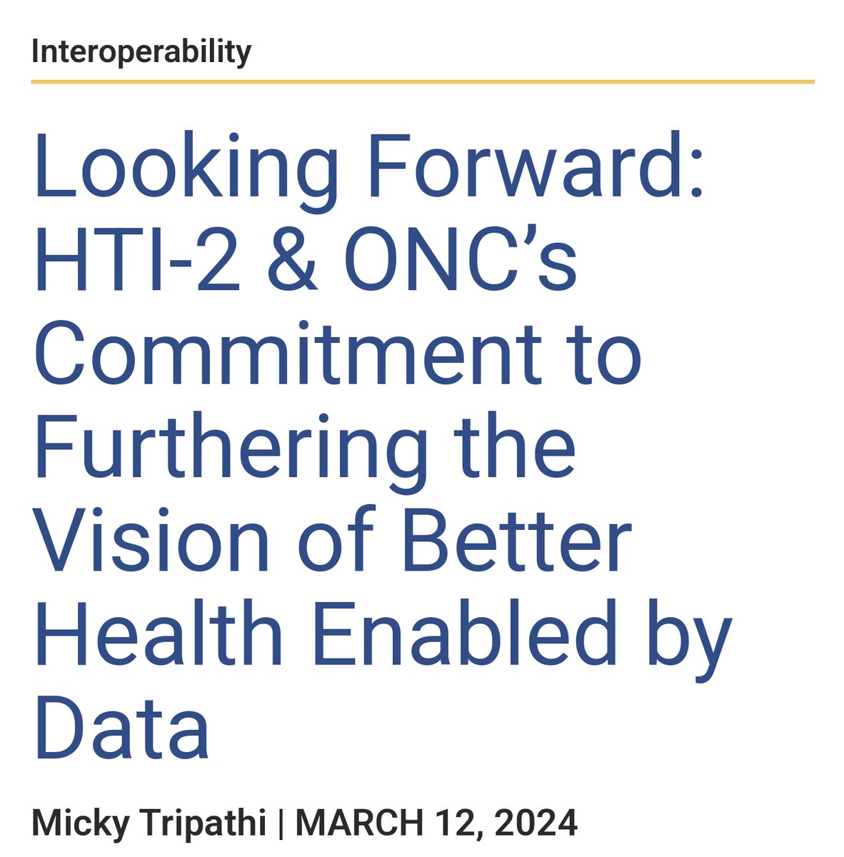 I know, I know, the ink is barely dry on HTI-1. But we won't apologize for relentlessly advancing health IT to improve people's lives. 🇺🇸 healthit.gov/buzz-blog/inte…