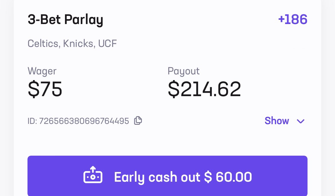 Degen__inc's tweet photo. 🚨The Can’t Lose Parlay🚨 (+186)

-UCF ML

-Knicks ML

-Celtics ML

We ride in 15 minutes 🫡 

Like if tailing $BLOCK $GMRX @GaiminIo https://t.co/cdz9H9dKUQ