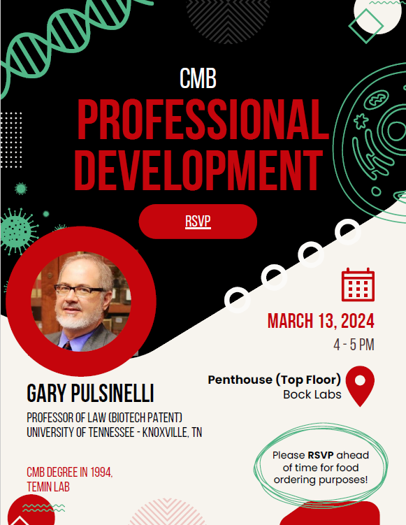 Join us for our PDC Seminar tomorrow, March 13, featuring CMB Alum, Dr. Gary Pulsinelli!