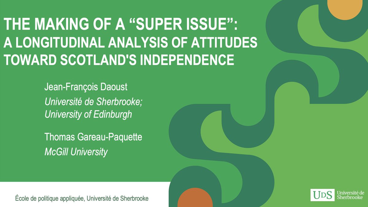 Je présente demain à la @CRC_DemElect au @Sciencepo_UdeM 'The Making of a Super-Issue: Scotland Independence and Citizens' Vote Choice Over Time (1999-2021)' 🇬🇧🏴󠁧󠁢󠁳󠁣󠁴󠁿