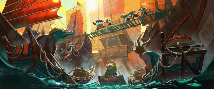 Some visdev paintings done for Kung Fu Panda 4  