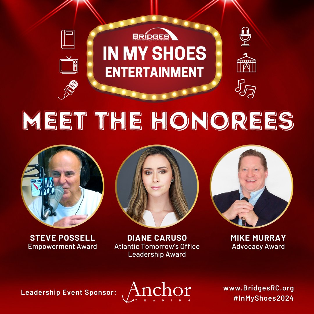 Meet the honorees for #InMyShoes2024! This year, we are celebrating Entertainment by recognizing three honorees that exemplify our mission of inclusivity and autonomy.

Join us at In My Shoes on May 2nd! Tickets at BridgesRC.org/IMS2024