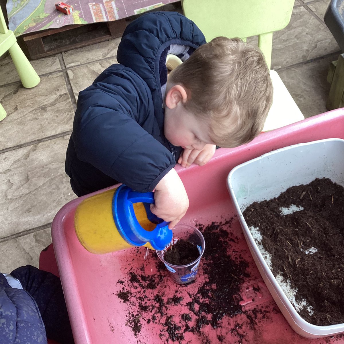 Exploring nature and fostering a love for gardening by planting broad beans with the little ones in Nursery today. 🌱👧🏽👦🏼  #GardeningFun #PlantingWithKids #GreenThumb'