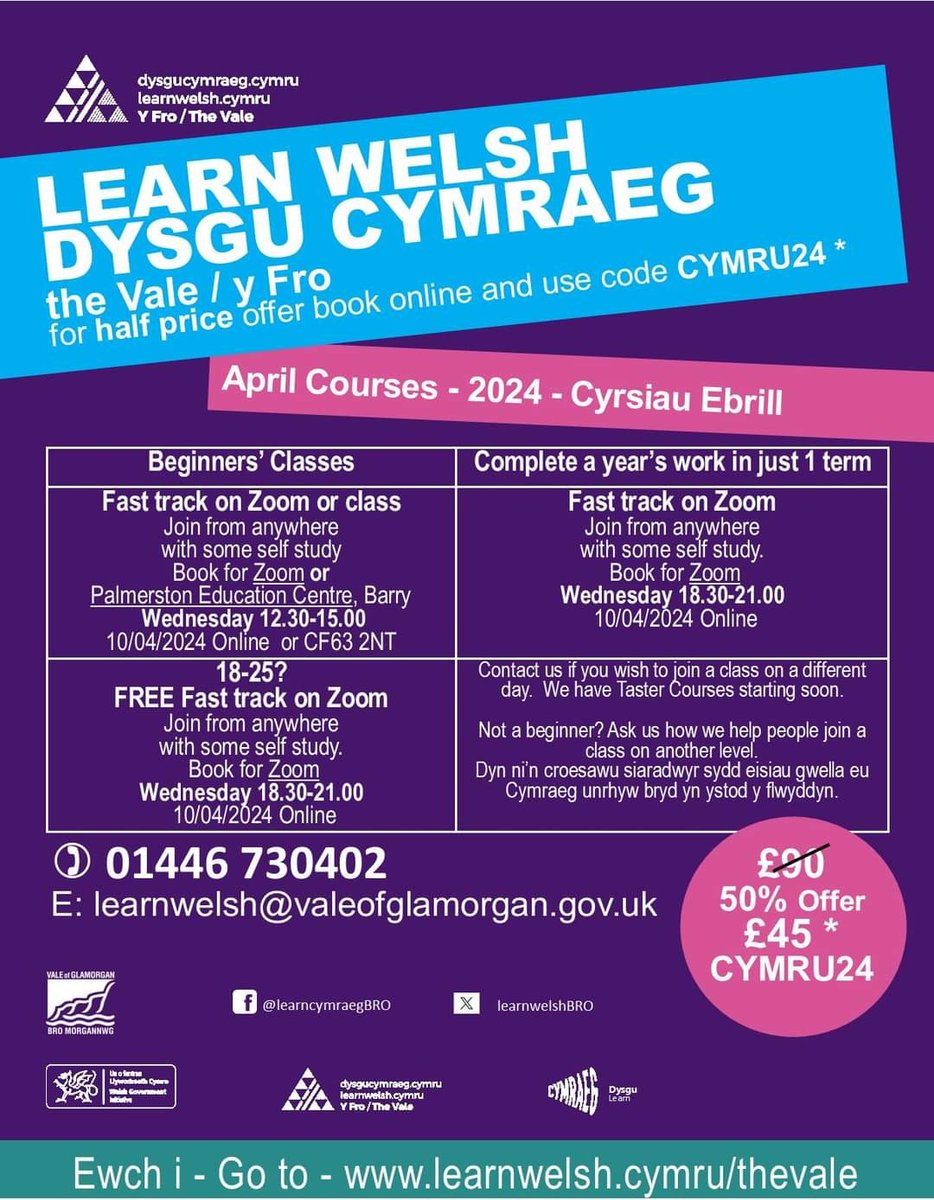 Why wait till September?Do Entry 1 beginners before the summer hols? 
Wed 12.30 classroom- tinyurl.com/EasterBarry
Wed 12.30  Zoom- tinyurl.com/EasterBarryZoo…
Wed 18.30 Zoom- tinyurl.com/EasterZoomEve
<a href="/nanttalwg/">Ysgol Y Fro(Cynradd)</a> <a href="/YsgolPenyGarth/">Ysgol Gymraeg Pen y Garth</a> @ysgolsantbaruc <a href="/gwaunynant/">Ysgol Gymraeg Gwaun Y Nant</a> @gwylfachyfro <a href="/ygsantcurig1/">YGSantCurig</a>