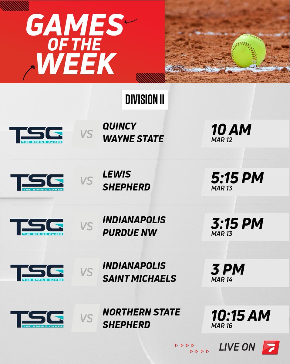 FloCollegeSB's tweet image. @the_springgames D2 &amp;amp; D3 Games of the Week

#thespringgames #d2softball #d3softball #collegesoftball #ncaasoftball