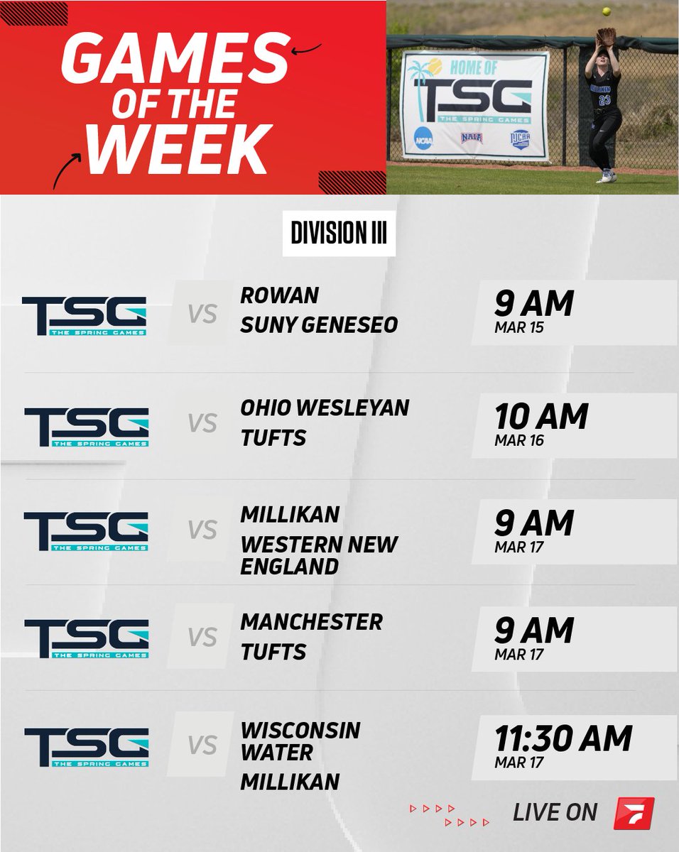 FloCollegeSB's tweet image. @the_springgames D2 &amp;amp; D3 Games of the Week

#thespringgames #d2softball #d3softball #collegesoftball #ncaasoftball