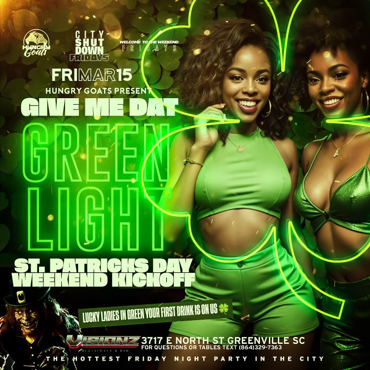 djemoney1's tweet photo. Just give me the light 
Friday Night at Visionz 
We kickoff St. Patty Day Weekend 🍀 ‼️‼️‼️

To all my lucky Ladies in Green 🍀 
Your drinks on us 

Lock in your booths and tables now ‼️‼️‼️ https://t.co/lYoNJz368P