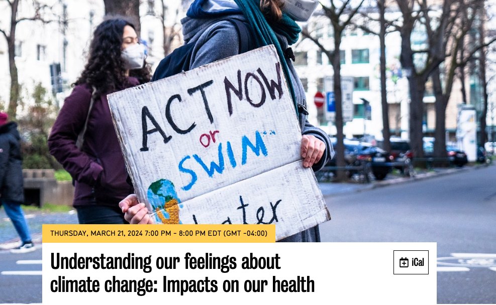 Join Dr. Susan Elliott for a discussion about why it is important to understand our feelings about climate change. Find out about research, practices, & actions to take to reduce eco-anxiety March 21st at 7:00PM - Central Branch @KitchLibrary Learn more: uwaterloo.ca/climate-instit…