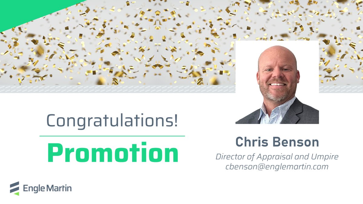 EngleMartin's tweet photo. We're thrilled to announce the promotion of Chris Benson to the role of Director of Appraisal and Umpire within our esteemed Appraisal Umpire Practice (AUP)! Join us in congratulating Chris on this well-deserved promotion!
#Promotion #ClaimTomorrow #AlternativeDisputeResolution https://t.co/nN6i6OuWpo