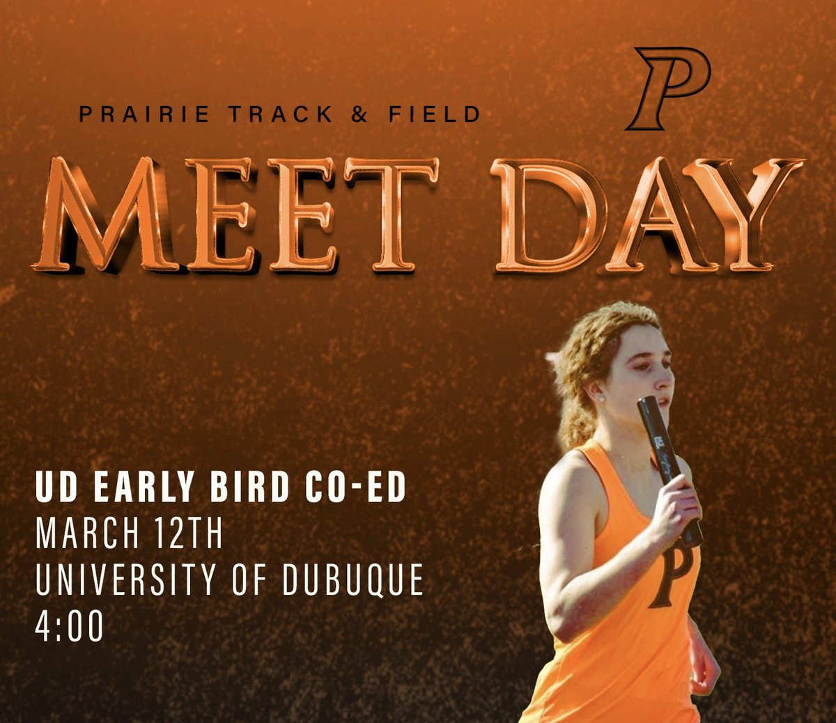 CRPrairieTrack's tweet photo. Spring break Track &amp; Field ☀️☀️☀️

We will head to the University of Dubuque this evening to compete in our first Co-Ed indoor meet 

Best of luck to all! Here we go! https://t.co/xycwhN3s3F
