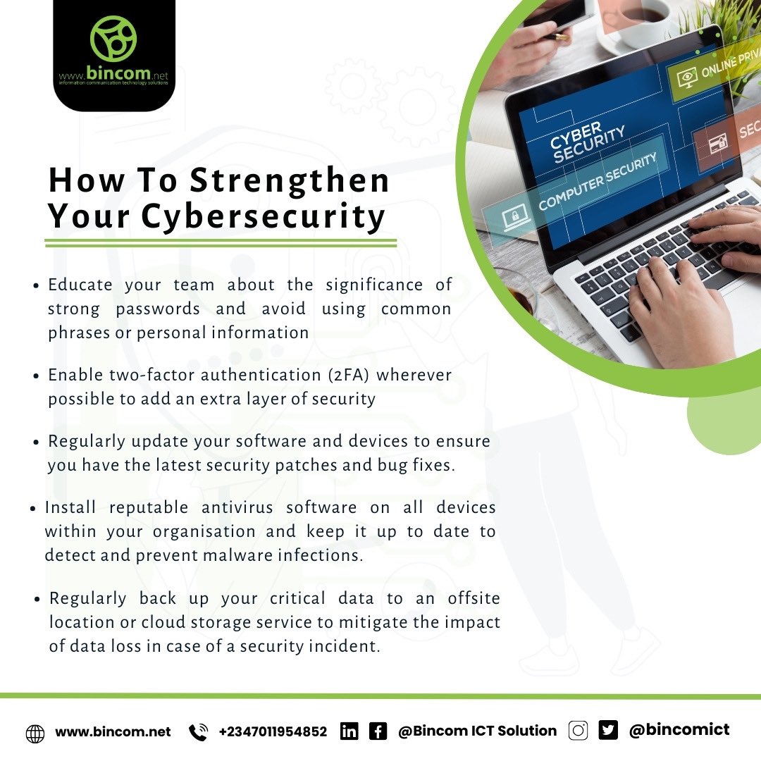 bincomict's tweet photo. By following these steps, you can help keep your business safe from phishing attacks and protect important information. Stay one step ahead of phishing scams with these simple tips!
#PhishingProtection #CybersecurityTips #StaySafeOnline #BincomICTSolutions https://t.co/SRuWj6F19Z