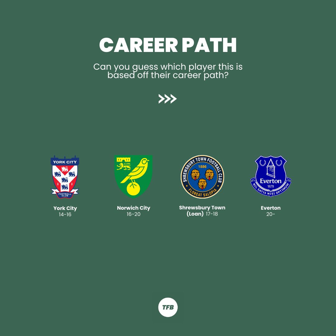 The_FootyBrain's tweet image. ✈️ CAREER PATH ✈️

Can you guess which player this is, based on their career path? 🤔

#CareerPath #FPL #Toffees
#PremierLeague #Quiz #FootballTrivia #Norwich #Everton
