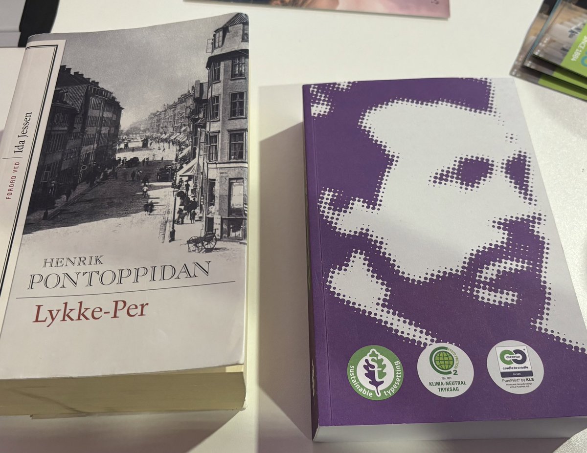 Two eds of the same Danish novel. Exactly same text. One produces 2.2kg of carbon. The other - using a sustainable typeface - just 350g. If all trade paperbacks were printed like that, it would be like taking 15 million cars off the road each year #sustianabilitymatters #LBF2024