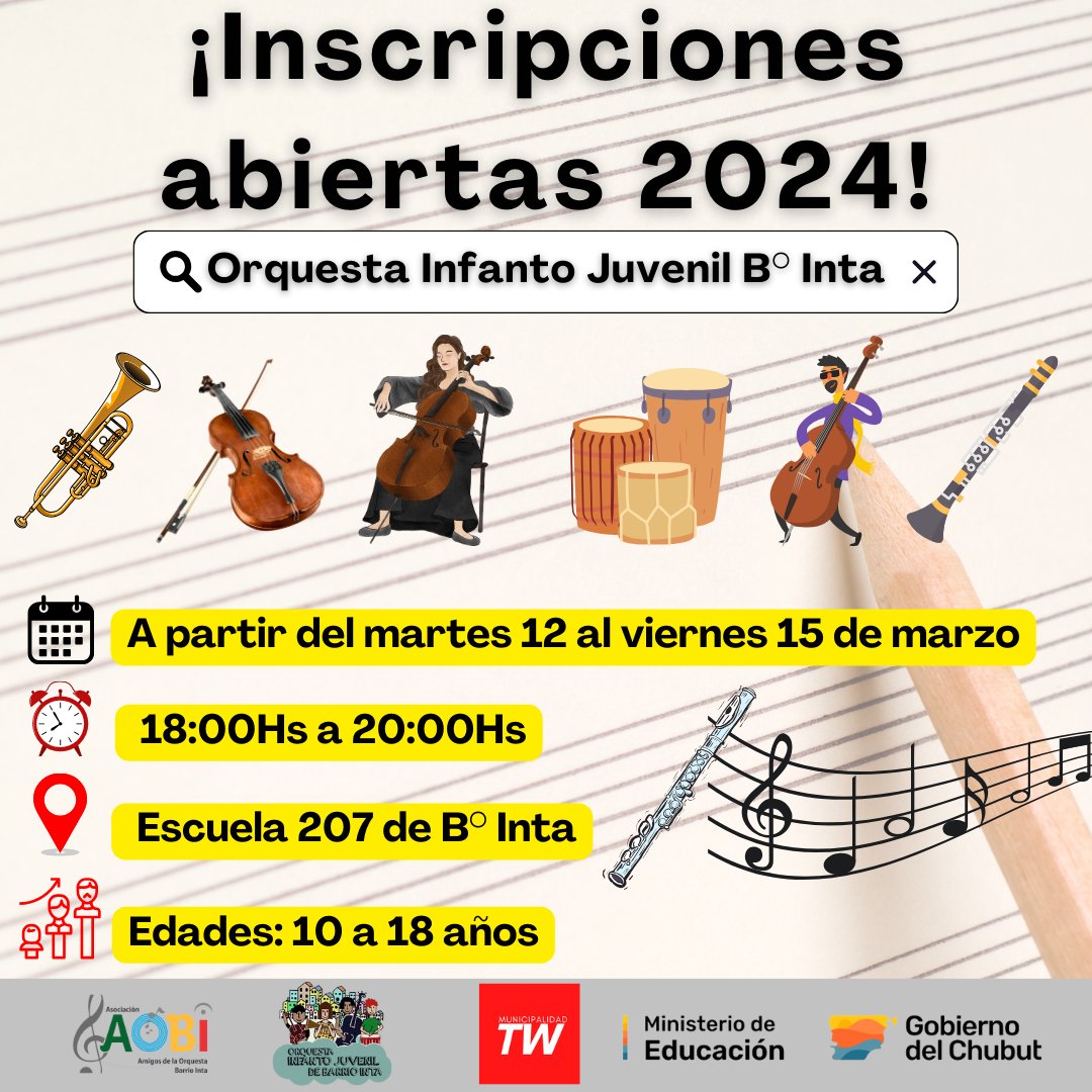 OrquestaIntatw's tweet photo. 📣 ¡Inscripciones 2024! https://t.co/vrFyaVRNMI