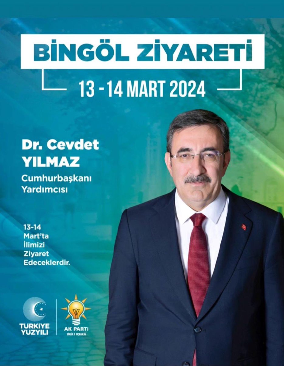 Cumhurbaşkanı Yardımcımız Sn. @_cevdetyilmaz Hazine ve Maliye Bakanımız @memetsimsek ile birlikte bir dizi ziyaretler, açılışlar ve temaslarda bulunmak üzere yarın ilimize teşrif edecektir.@NazmiCalisan12 @bingolakparti