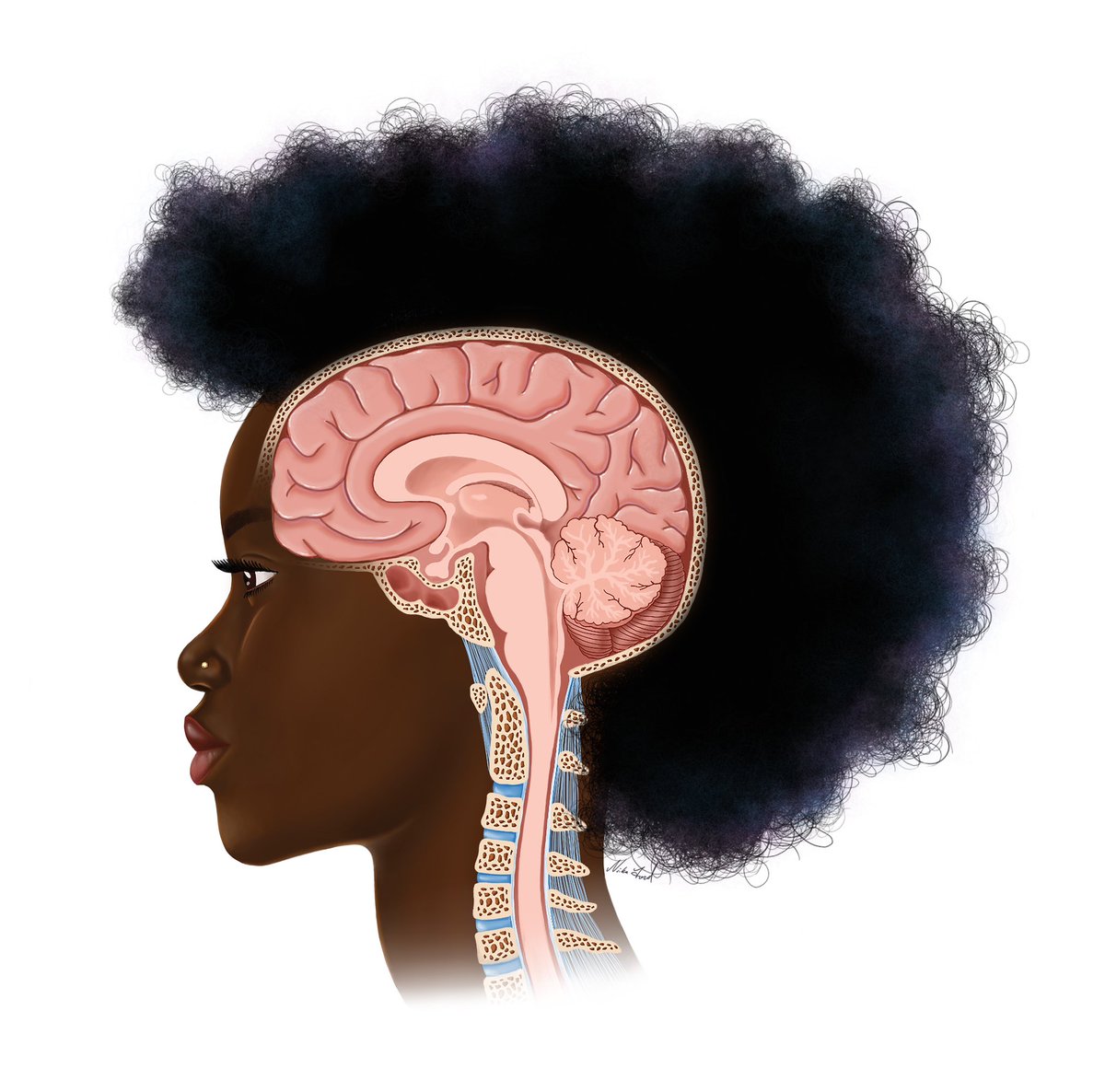 Happy #BrainAwarenessWeek! Black is beautiful and more representation is needed in medical art. 

#RepresentationMatters #neurotwitter #medicalillustration See more of my work at: enlightvisuals.com