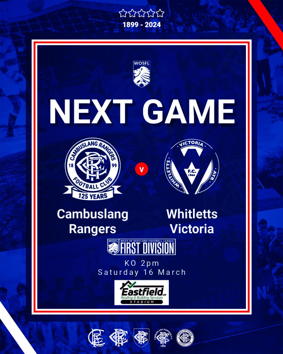 ➡️ Next up at the Eastfield Roofing & Building Services Stadium, we welcome Whitletts Victoria with a much-needed three points up for grabs. Get along and back the Lang 💙 🏟️ Match Sponsorship available at £100 ⚽ Match Ball Sponsorship available at £50