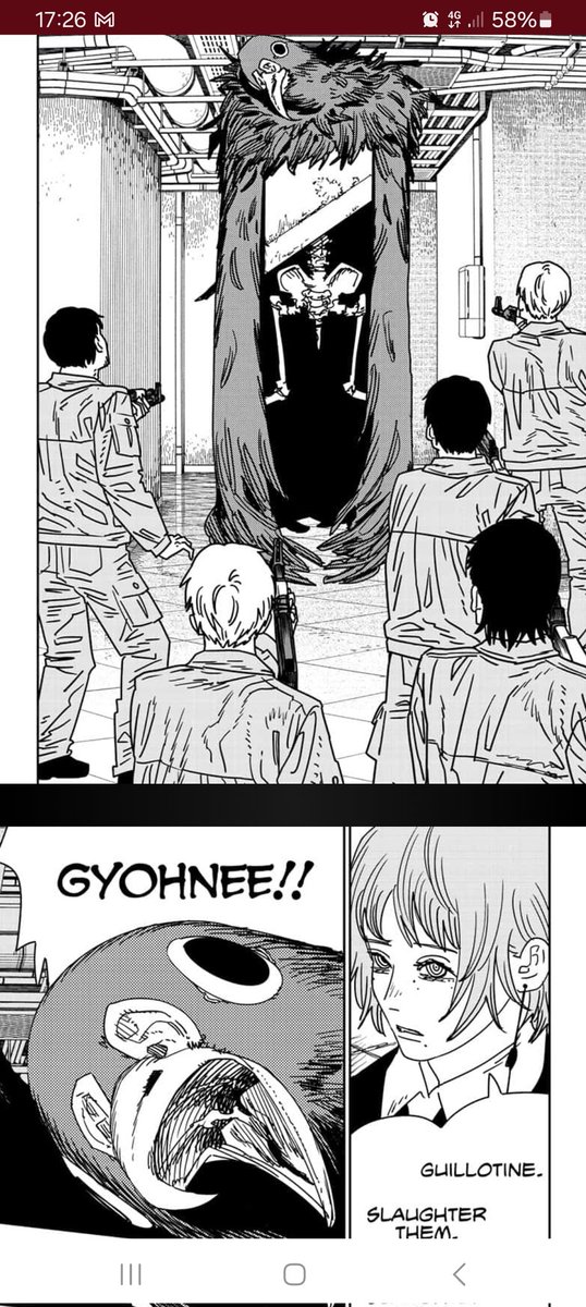 CSM 158 this isn't a diss since creepy oddities belongs to every artist ever but this page is still the most We Have Dororohedoro At Home the manga has ever looked 🤭 well, ignoring the plain uniforms 
