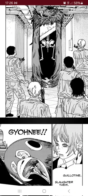 CSM 158 this isn't a diss since creepy oddities belongs to every artist ever but this page is still the most We Have Dororohedoro At Home the manga has ever looked 🤭 well, ignoring the plain uniforms 