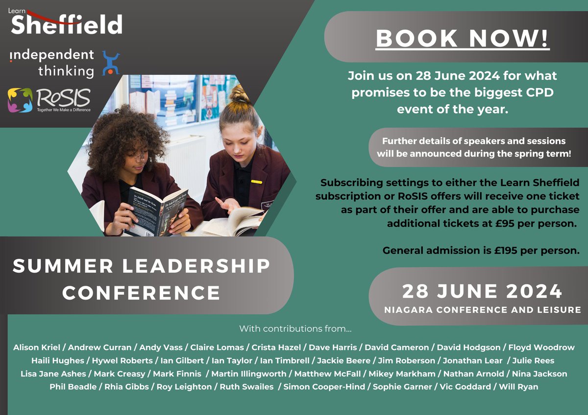 🌞Our Summer Leadership Conference, delivered in partnership with @ITLWorldwide and @RoSIS_1, is now live! ow.ly/nZUc50QR4PU. Subscribers are entitled to one place as part of their package, don't forget to book your ticket! Stay tuned for updates on the brilliant speakers