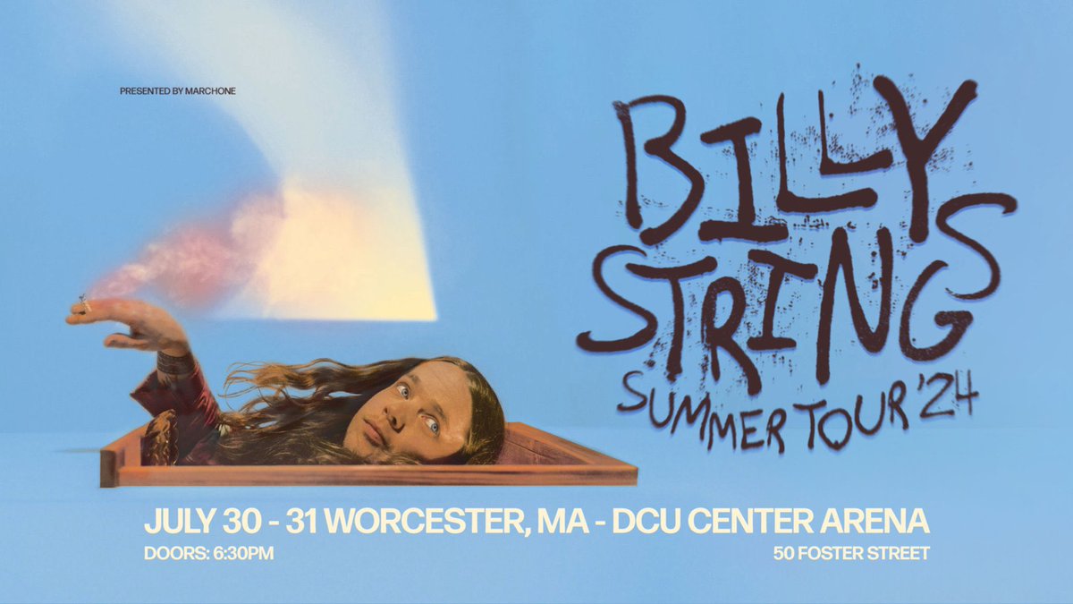 JUST ANNOUNCED! Billy Strings, GRAMMY Award-winning singer, songwriter and musician is playing 2 nights at the DCU Center on July 30 and 31. Tickets for Billy’s ONLY Massachusetts shows go on sale Fri. Mar. 15 at 10am through Ticketmaster (link in bio) and the Box Office.