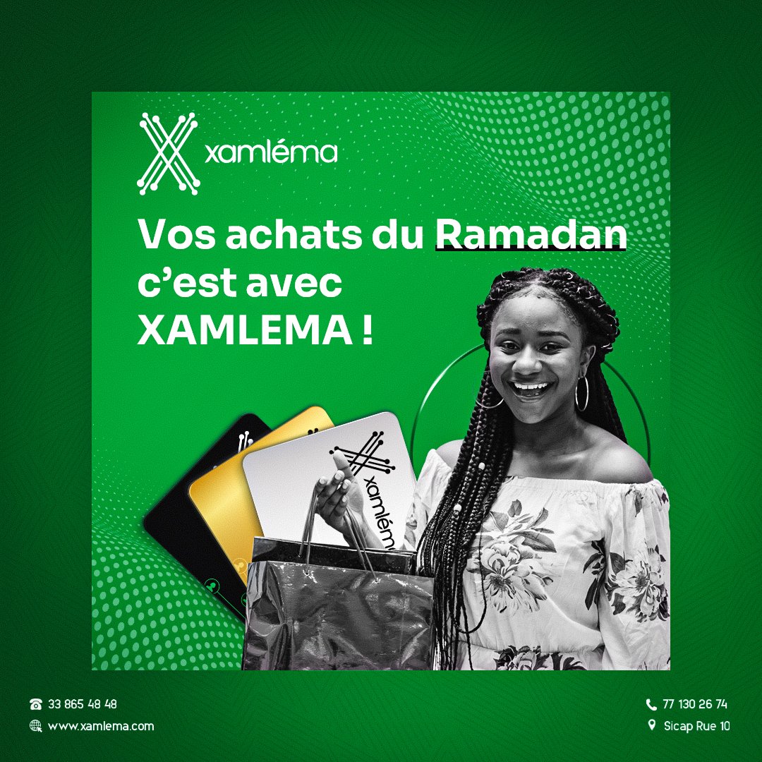 xamlema's tweet photo. Facilitez vos achats durant le ramadan avec votre carte Xamlema chez nos entreprises partenaires et gagnez des commissions sur chaque achat. 

Réservez votre carte en appelant au 77 130 26 74 https://t.co/BSFSLcMHgq
