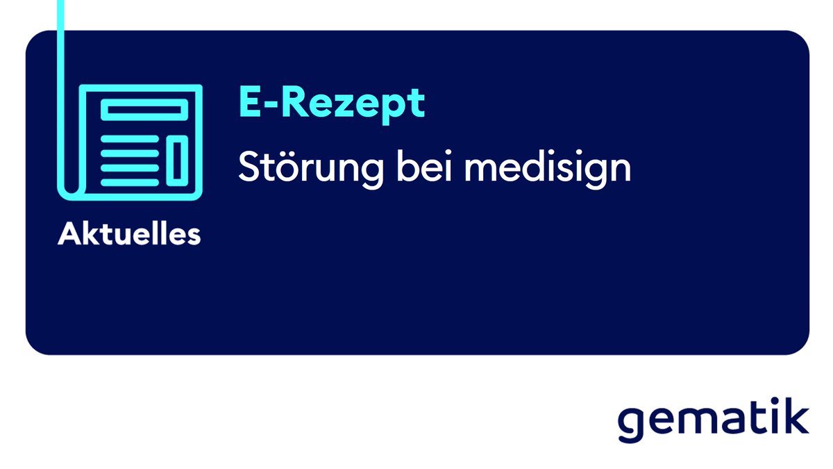 Zu den wiederkehrenden Beeinträchtigungen insbes. beim E-Rezept durch eine Störung beim Anbieter medisign geben wir eine aktuelle Einordnung: gematik.de/newsroom/news-…