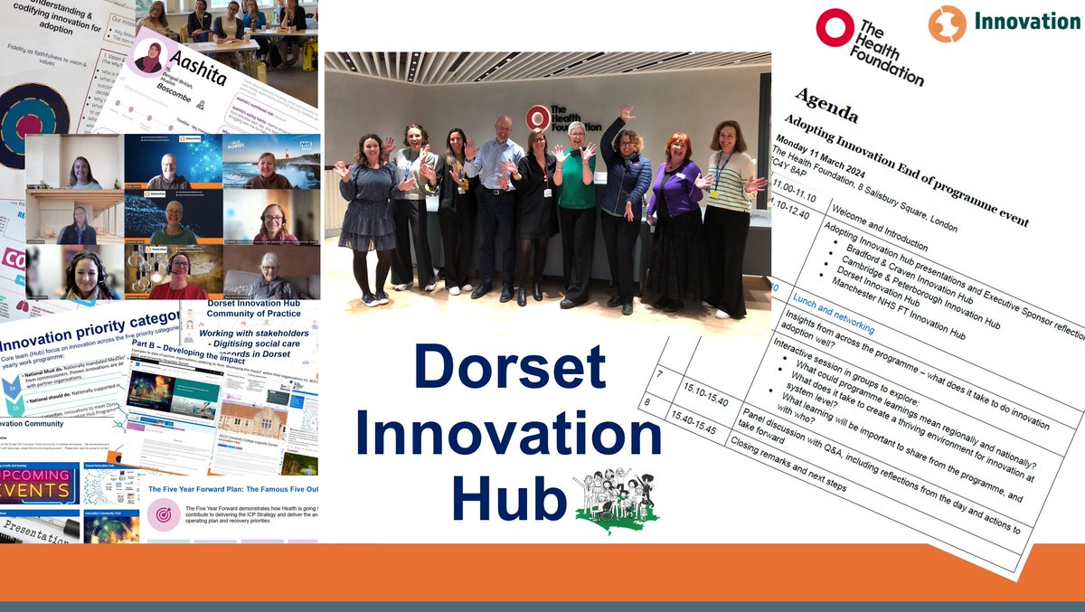 Fantastic day with colleagues representing #DorsetInnovationHub Great 2 spend time hearing re work of all 4 hubs & Cornwall @HealthFdn @Innovation_Unit end programme event. Its now BAU & delighted to continue priority working with Dorset partners #respect #whatateam