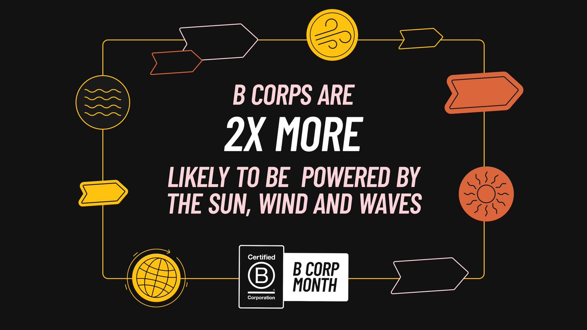 LASLearning's tweet image. Did you know B Corps are twice as likely to use 100% renewable energy than a non-B Corp? #BCorpMonth