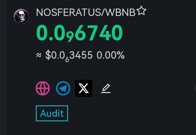 🧛🔥 DexView Update done!

dexview.com/bsc/0x0a0E49D2…

Another update for the biggest launch of the year!

🔗Join us: t.me/nosferatus_bsc

#BTC #BINANCE #ETH #CRYTO #CURRENCY #FLOKI #SHIBA #DOGE #PONKE #DEFI #STAKING #MEME #BSC #NOSFE