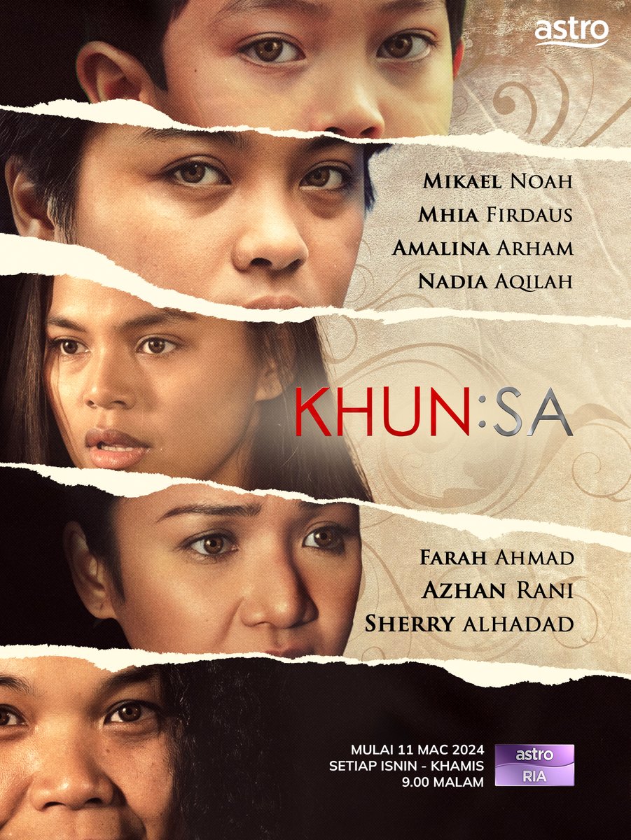 myinfotaip's tweet photo. Drama KHUN:SA - Che Khun Che Nisa

Mulai 11 Mac 2024
Isnin - Khamis, 9:00 malam, Astro Ria  
Strim di Astro GO

Lakonan Azhan Rani, Nadia Aqilah, Sherry Alhadad, Mikael Noah, Mhia Firdaus

https://t.co/AuP5dBf5ti

#Khunsa https://t.co/BQAGKkVXN3