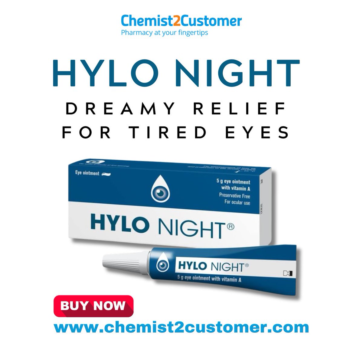 chem2custom's tweet photo. Say goodbye to tired eyes and hello to a night of soothing comfort with Hylo Night Preservative Free Eye Ointment!

✅ Relieve burning, dryness, and fatigue
✅ Improve tear film for lasting protection
✅ Infused with vitamin A

Shop now: https://t.co/6ei5IUQ6yG https://t.co/A46nAAFZb0