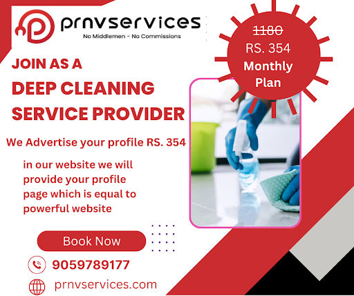 Join PRNV Services as a service provider in Hyderabad and unlock exclusive benefits for 30 days:
For more details, visit our website prnvservices.com

#DeepClean #SparklingClean #DeepCleanExperts #EfficientCleaningServices #TopNotchCleanliness #Hyderabad #SRNagar