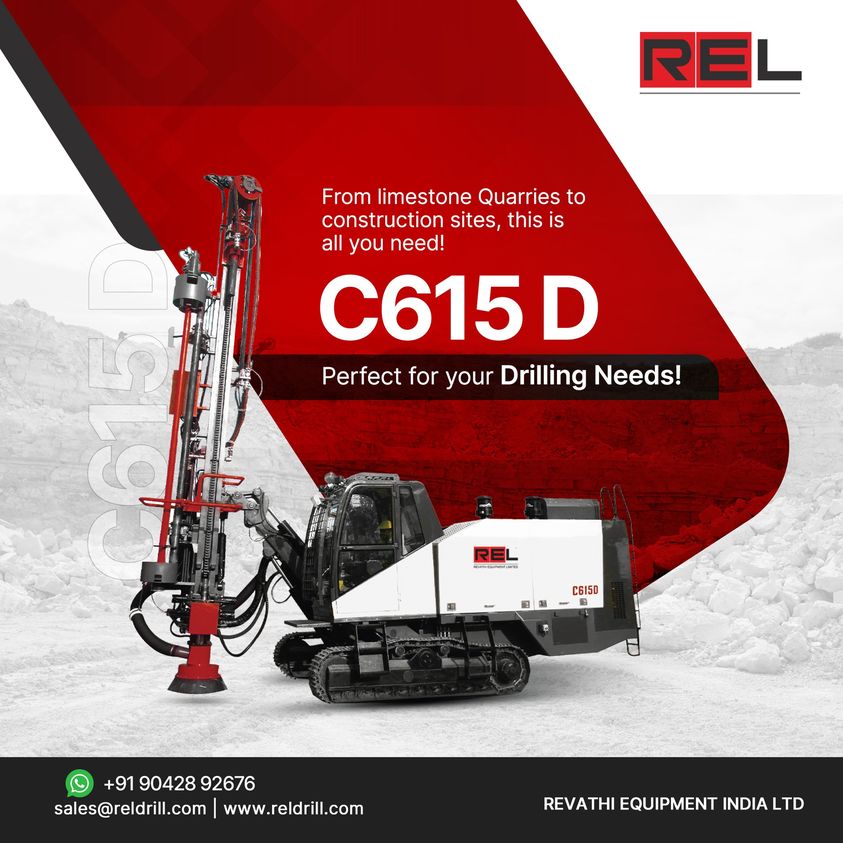 revathiequipltd's tweet photo. C615 D comes with a 530 CFM, 225 psi / 750 CFM, 250 psi compressor, ensuring the bailing velocity needed for clean down-the-hole drilling.
https://t.co/lRtPqYI1hF
#REL #Revathiequipmentlimited #Alwaysdependable #Blastholedrill #Rotaryblastholedrill #C615D #Dthdrill https://t.co/lMmpTm4dAT